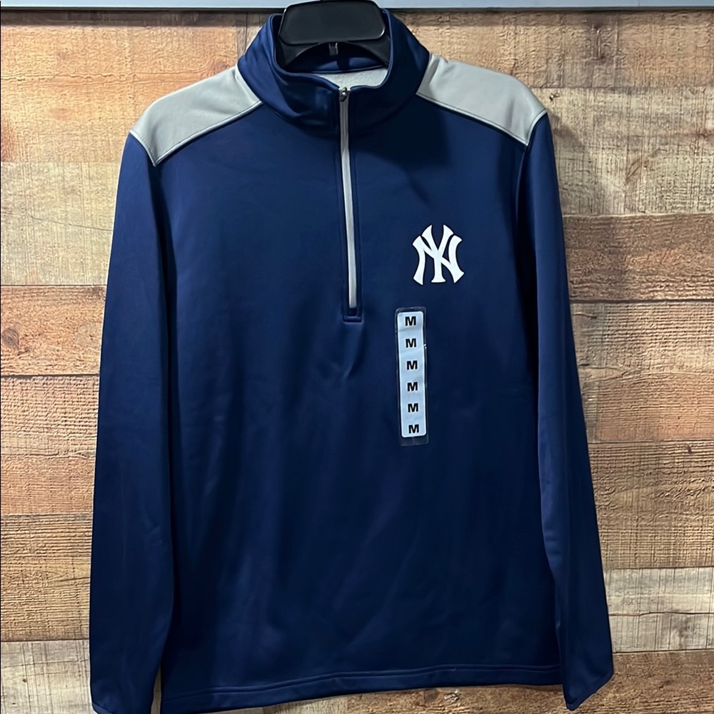 New York Yankees Genuine Merchandise Navy and Gray 1/4 Zip Jacket men's med NWT